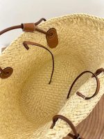 LOEWE Paula's Ibiza Anagram medium leather-trimmed woven raffia tote
