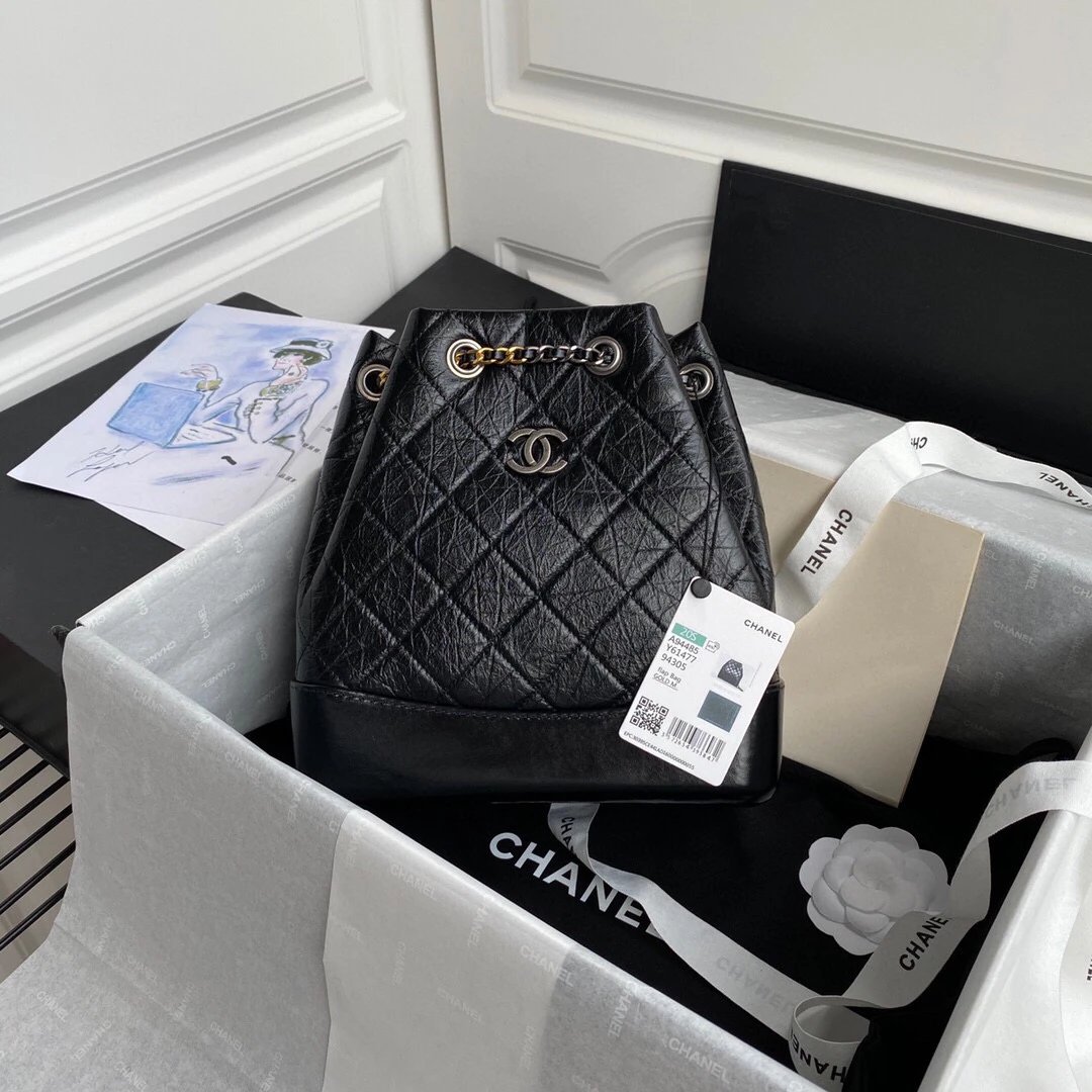 CHANEL Gabrielle Chain Backpack Leather Plain For Women Small