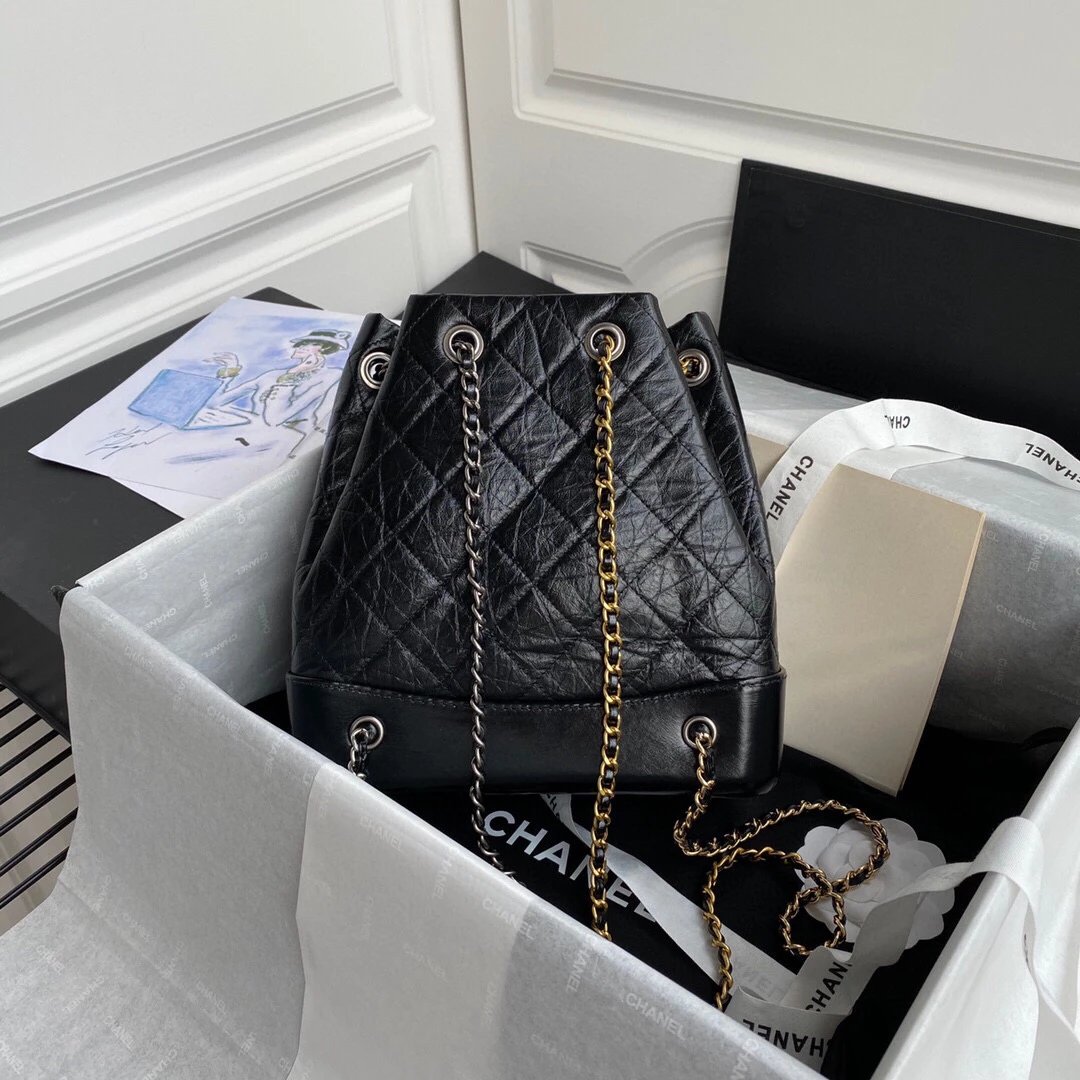 CHANEL Gabrielle Chain Backpack Leather Plain For Women Small