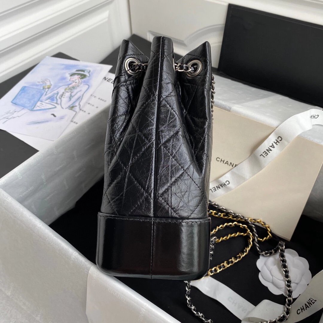 CHANEL Gabrielle Chain Backpack Leather Plain For Women Small