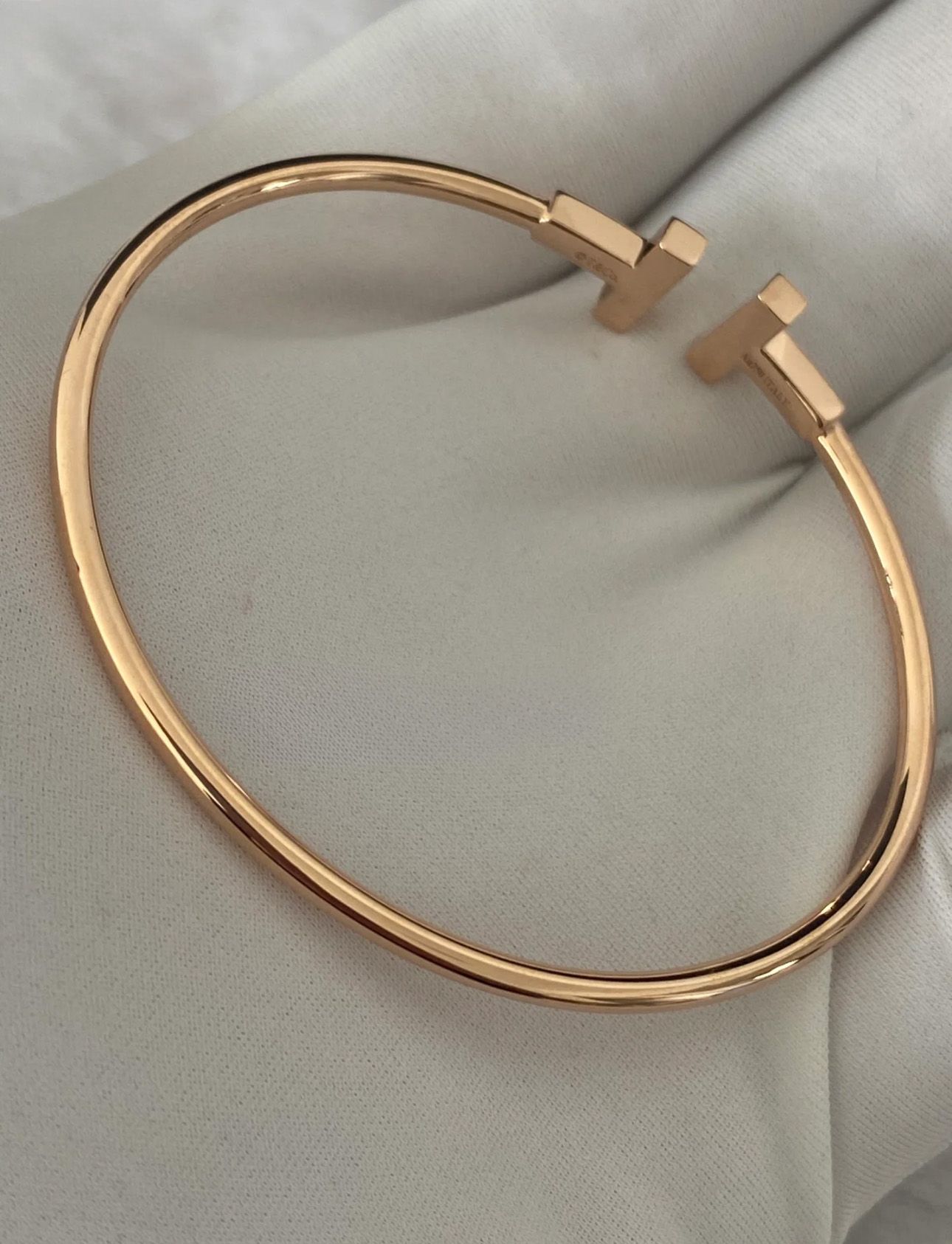 Tiffany Double T Narrow Wire Bracelet With Diamond and MOP