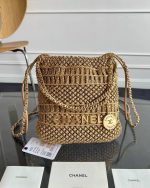 CHANEL 22 Mini Handbag Metallic Calfskin Macrame & Gold-Tone Metal Gold