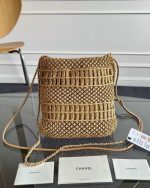CHANEL 22 Mini Handbag Metallic Calfskin Macrame & Gold-Tone Metal Gold