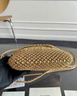 CHANEL 22 Mini Handbag Metallic Calfskin Macrame & Gold-Tone Metal Gold