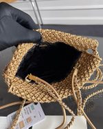 CHANEL 22 Mini Handbag Metallic Calfskin Macrame & Gold-Tone Metal Gold
