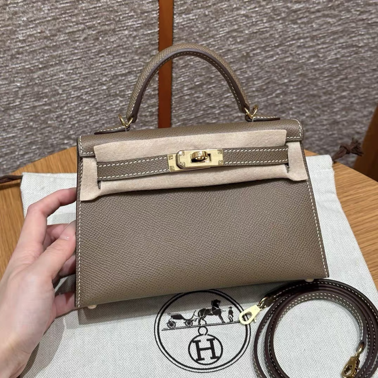 HERMES Kelly II Sellier Mini Epsom Leather