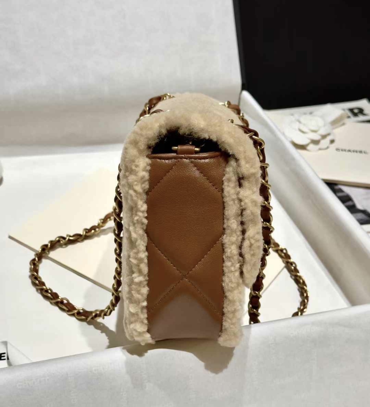 CHANEL 24K Teddy Bear-Shearling Flap Bag