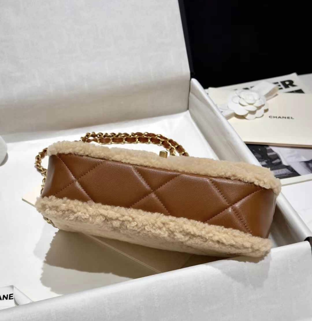 CHANEL 24K Teddy Bear-Shearling Flap Bag