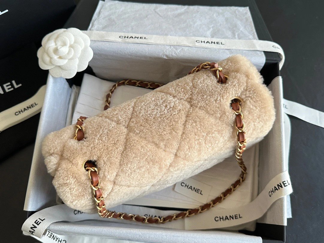CHANEL 24K Teddy Bear-Shearling Flap Bag