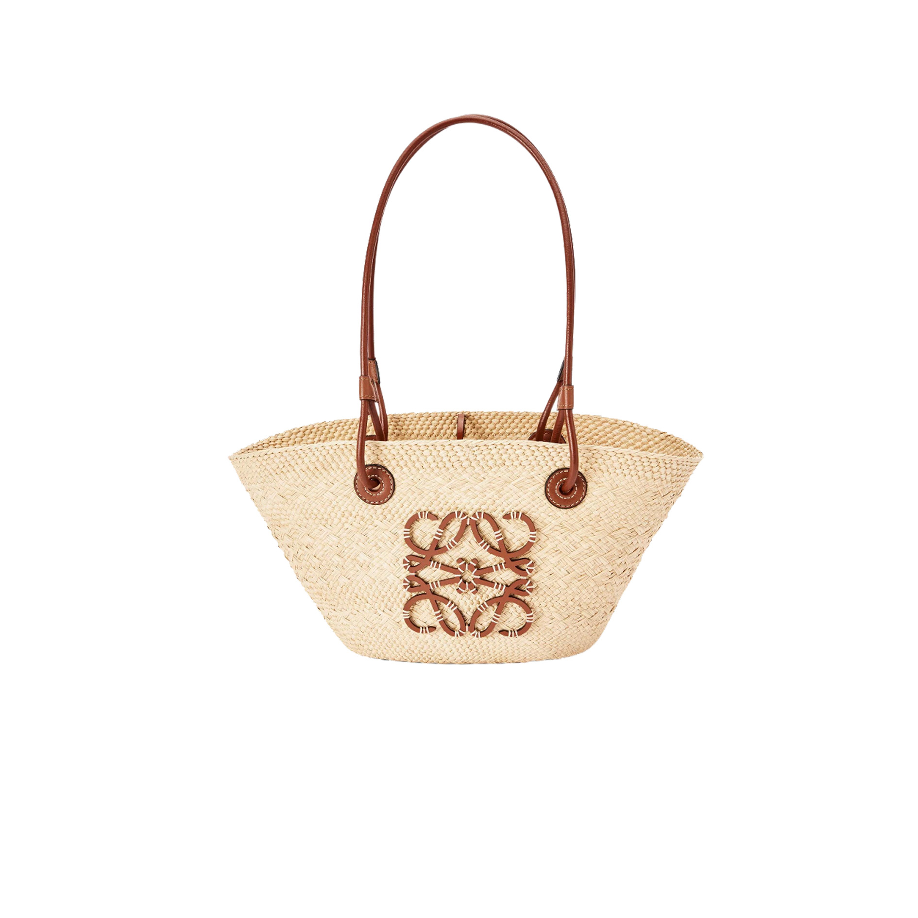 LOEWE Paula's Ibiza Anagram medium leather-trimmed woven raffia tote