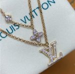 LV Logo Charm Metal Faux Crystal Couple Bracelet