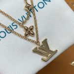 LV Logo Charm Metal Faux Crystal Couple Bracelet