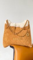 CHANEL 23B 22bag Mouton Suede Brown Chain Shoulder Bag