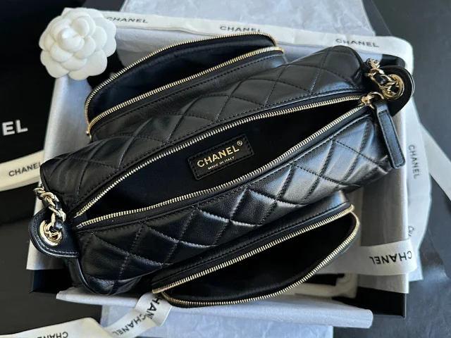 CHANEL 24K Small Camera Case Shiny Crumpled Lambskin