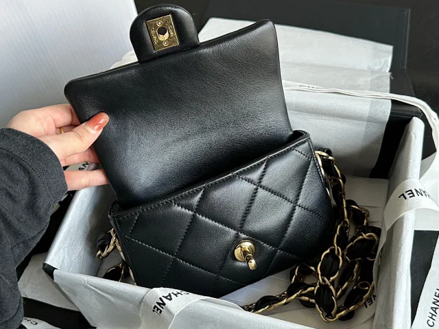CHANEL 24K Double C Chunky Chain Classic Flap MINI Bag