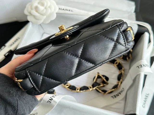 CHANEL 24K Double C Chunky Chain Classic Flap MINI Bag