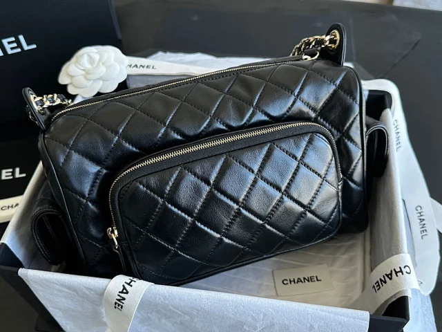 CHANEL 24K Small Camera Case Shiny Crumpled Lambskin