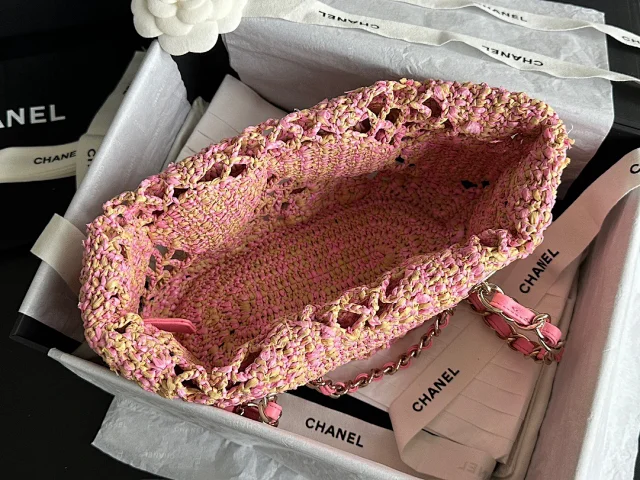 CHANEL 24A Cocobeach Collection Raffia Small Tote Bag