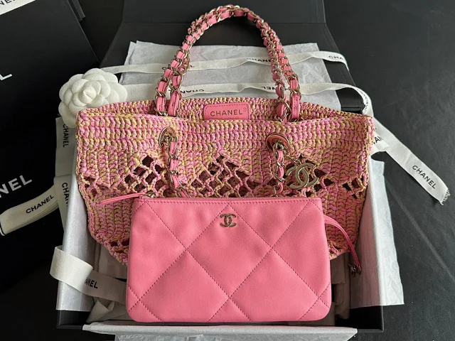 CHANEL 24A Cocobeach Collection Raffia Small Tote Bag