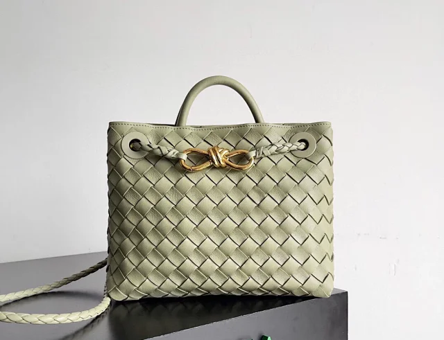 BV Andiamo Top handle bag in supple embellished intrecciato leather
