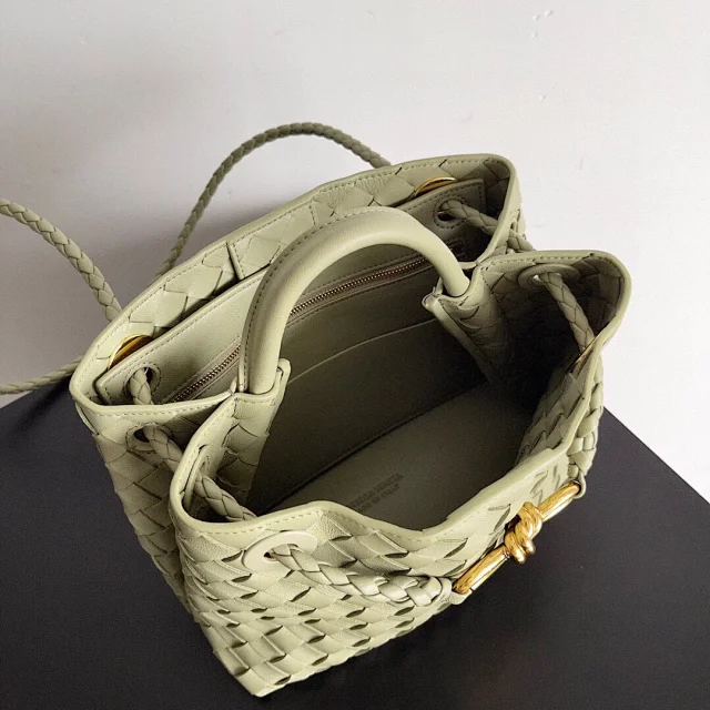 BV Andiamo Top handle bag in supple embellished intrecciato leather