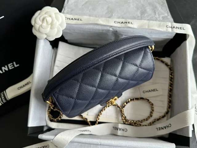 CHANEL 24K Classic Flap Handle Mini Shiny Calfskin Bag