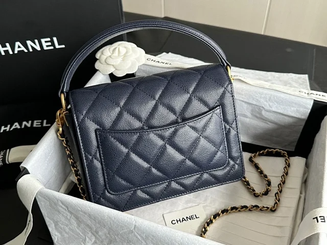 CHANEL 24K Classic Flap Handle Mini Shiny Calfskin Bag