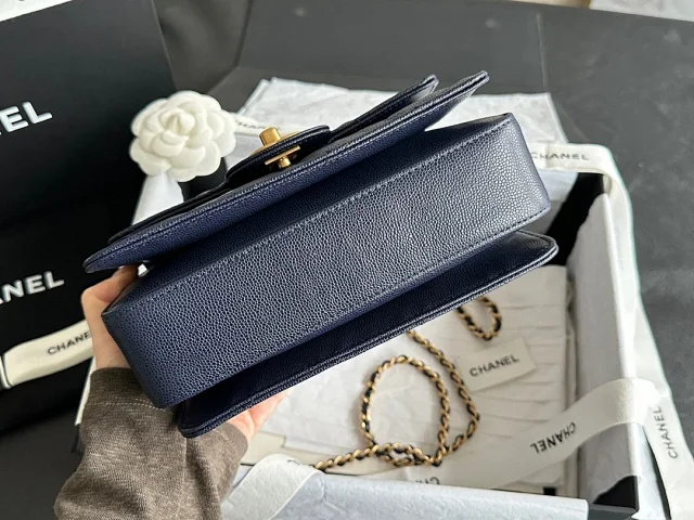 CHANEL 24K Classic Flap Handle Mini Shiny Calfskin Bag