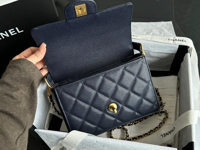 CHANEL 24K Classic Flap Handle Mini Shiny Calfskin Bag