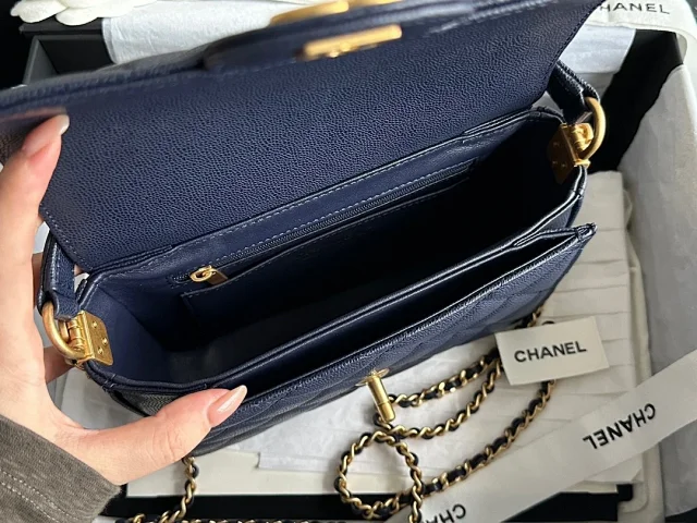 CHANEL 24K Classic Flap Handle Mini Shiny Calfskin Bag
