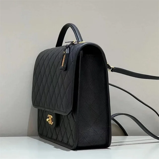 CHANEL 22K Patent Leather/Caviar Backpack