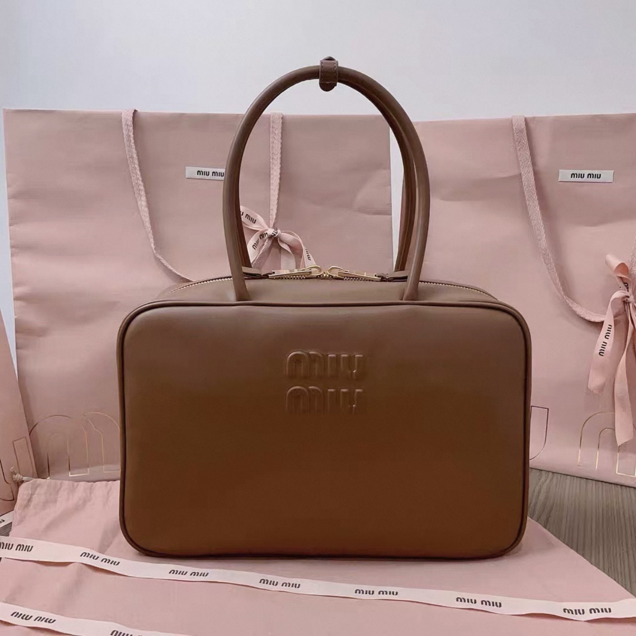 MIUMIU Leather Beau bag 34cm