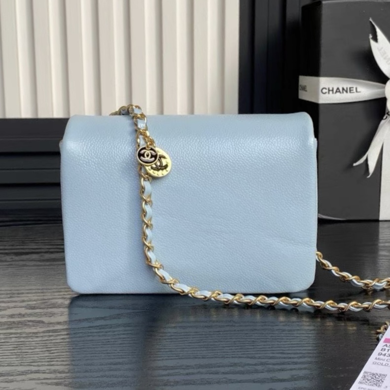 CHANEL 24k Medium Flap Chain Coin Caviar Leather