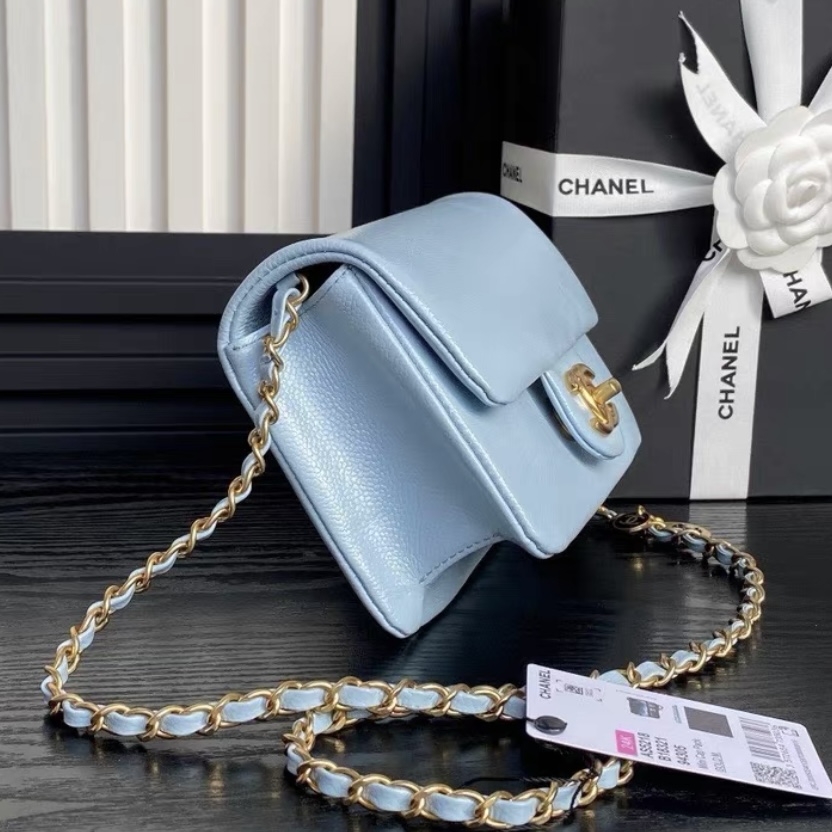 CHANEL 24k Medium Flap Chain Coin Caviar Leather