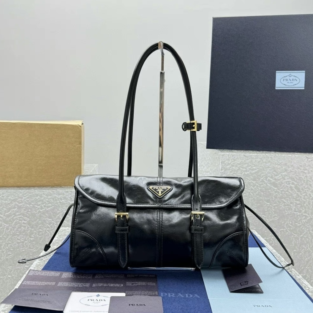 PRADA lux soft flap leather handbags
