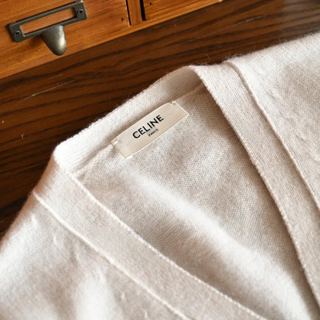 CELINE Vintage Parisian Gold Button Cashmere Cardigan