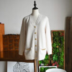 CELINE Vintage Parisian Gold Button Cashmere Cardigan