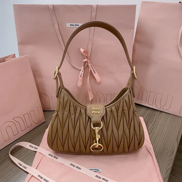 MIUMIU Matelasse napa hobo leather bag