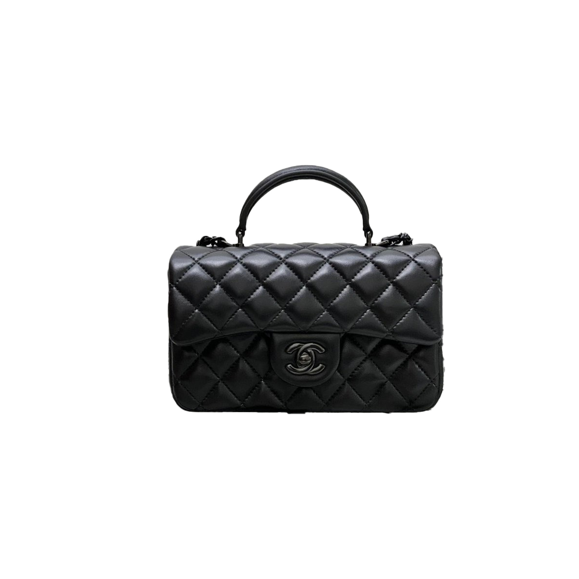 CHANEL 22 Mini Flap Bag with Top Handle Lambskin SOBlack