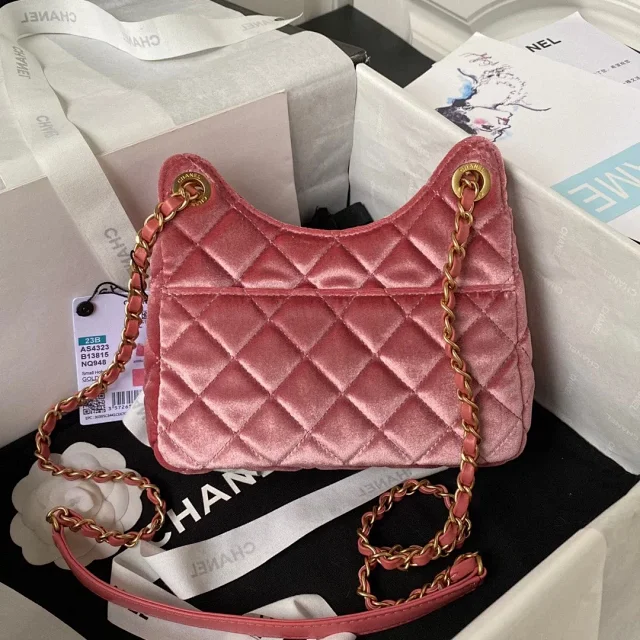 CHANEL 23B Hobo Bag velvet Leather