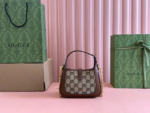 GUCCI Jackie 1961 Gold Lock Monogram Canvas