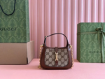 GUCCI Jackie 1961 Gold Lock Monogram Canvas