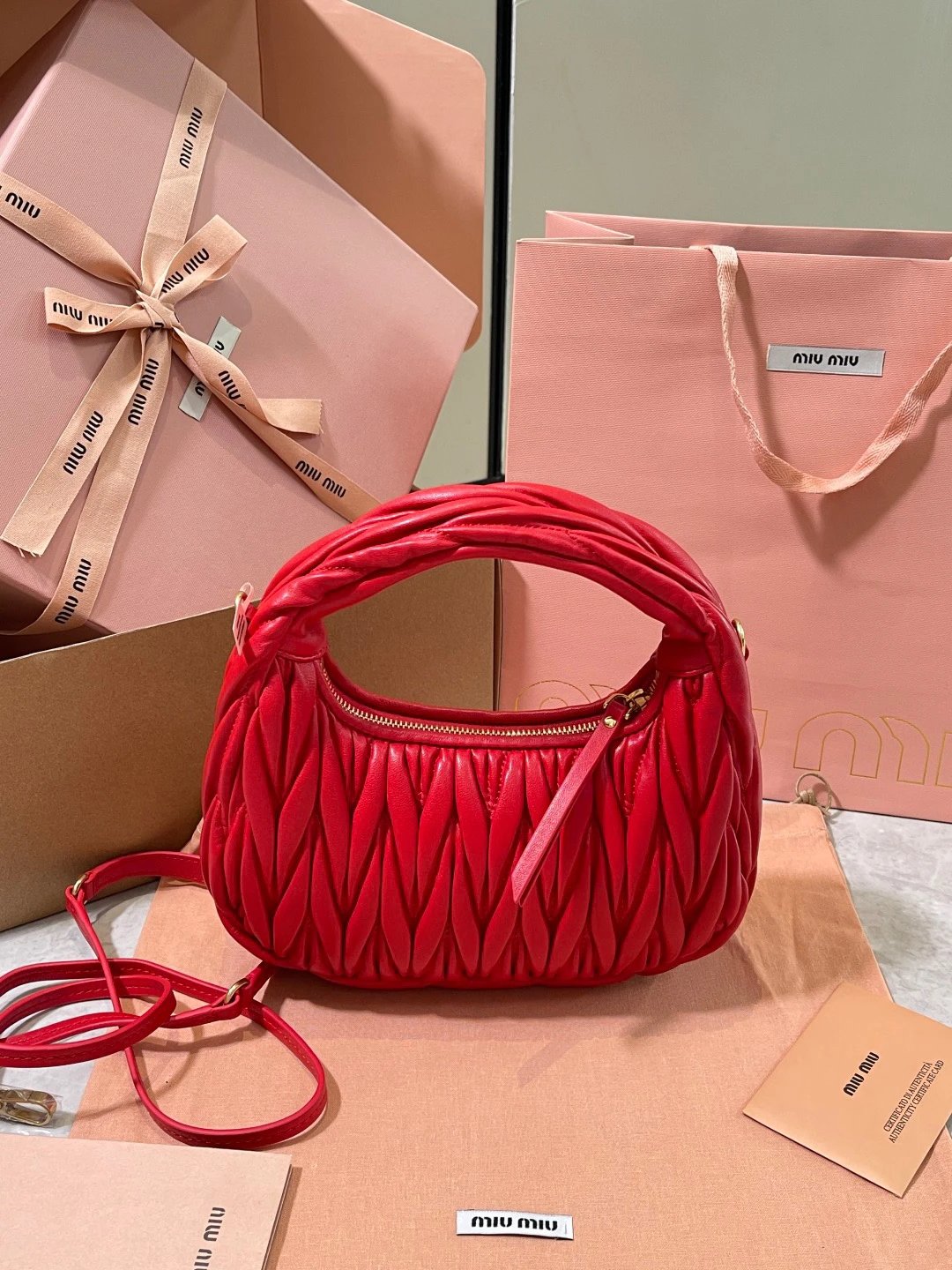 MiuMiu Wander matelassé nappa leather hobo bag