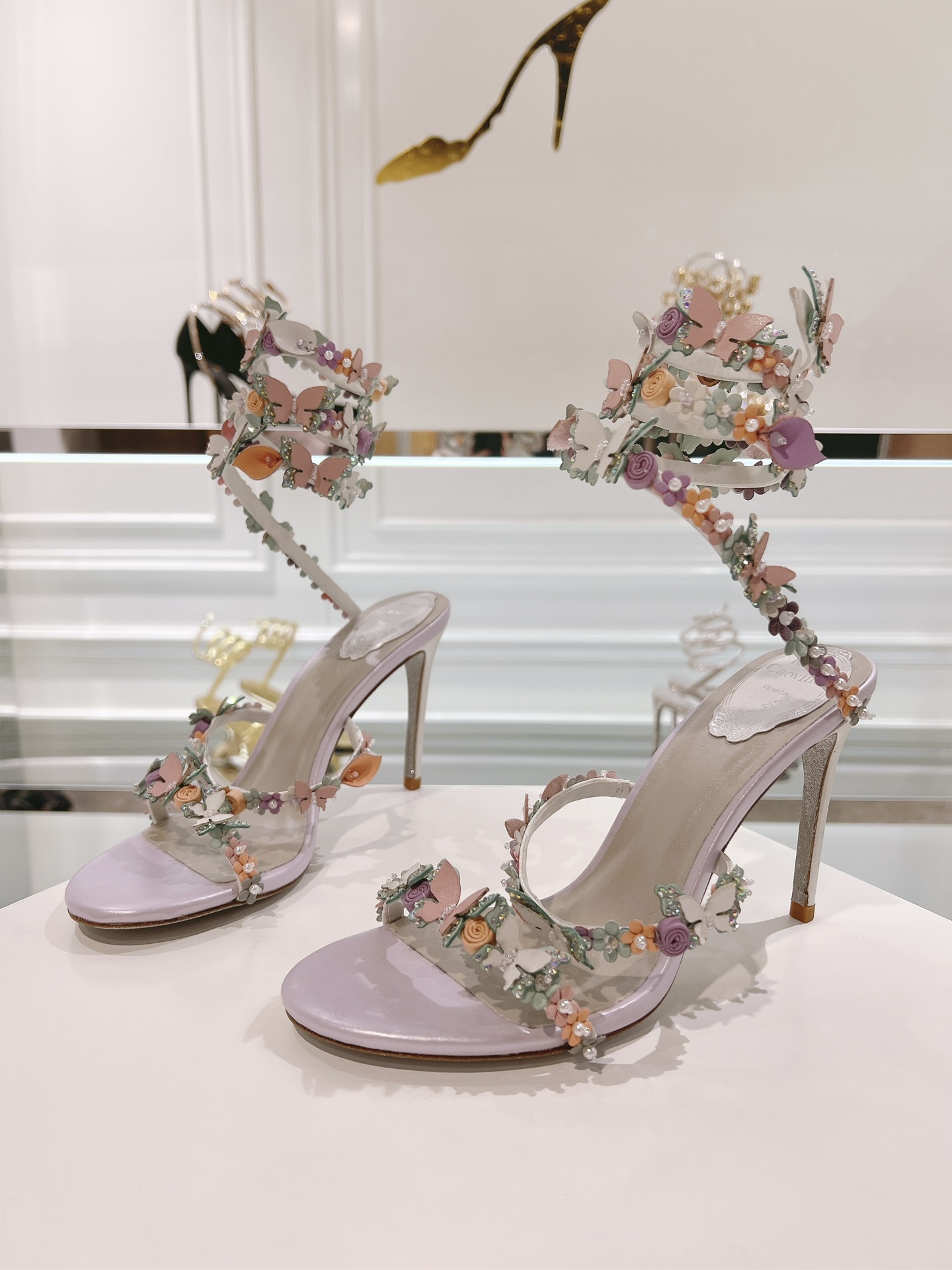RENE  CAOVILLA flower purple heel