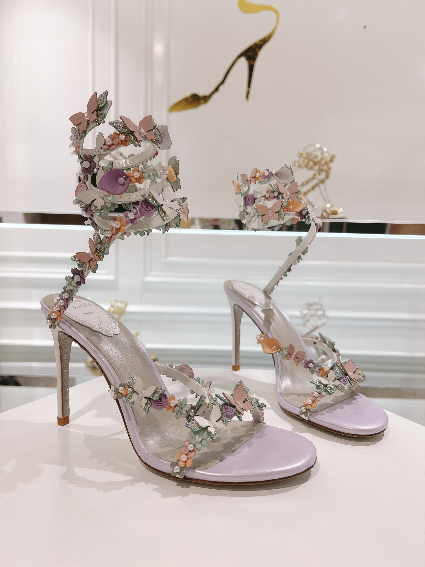 RENE  CAOVILLA flower purple heel