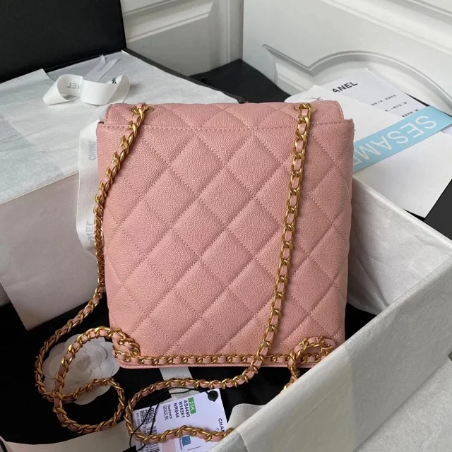 CHANEL 23K Camellia Caviar Backpack