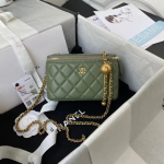 CHANEL Lambskin Vanity Case with Gold Ball