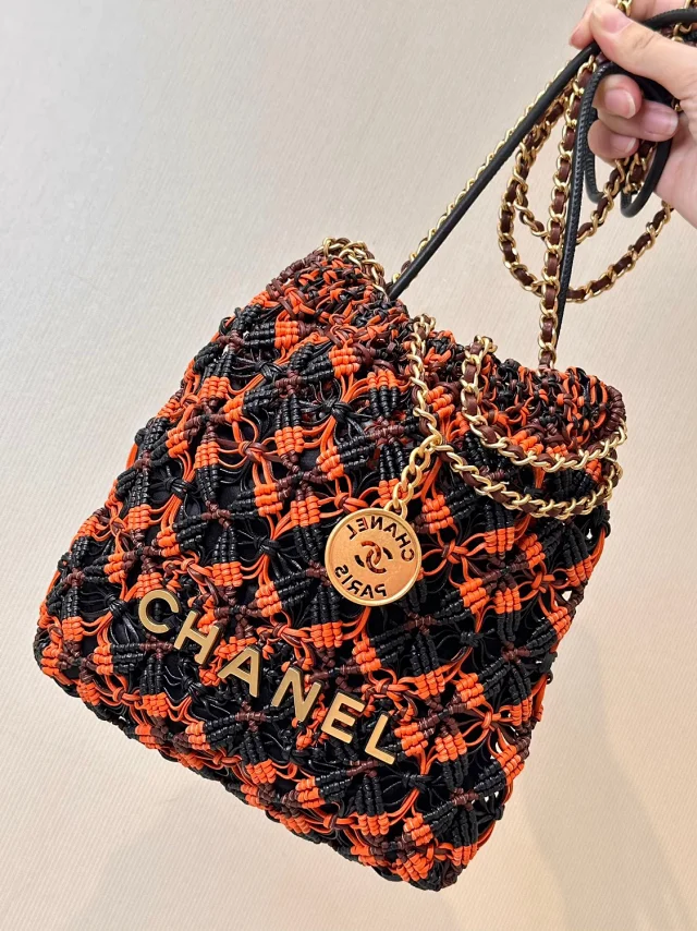 CHANEL 23B Leather weaving Mini 22 Bag