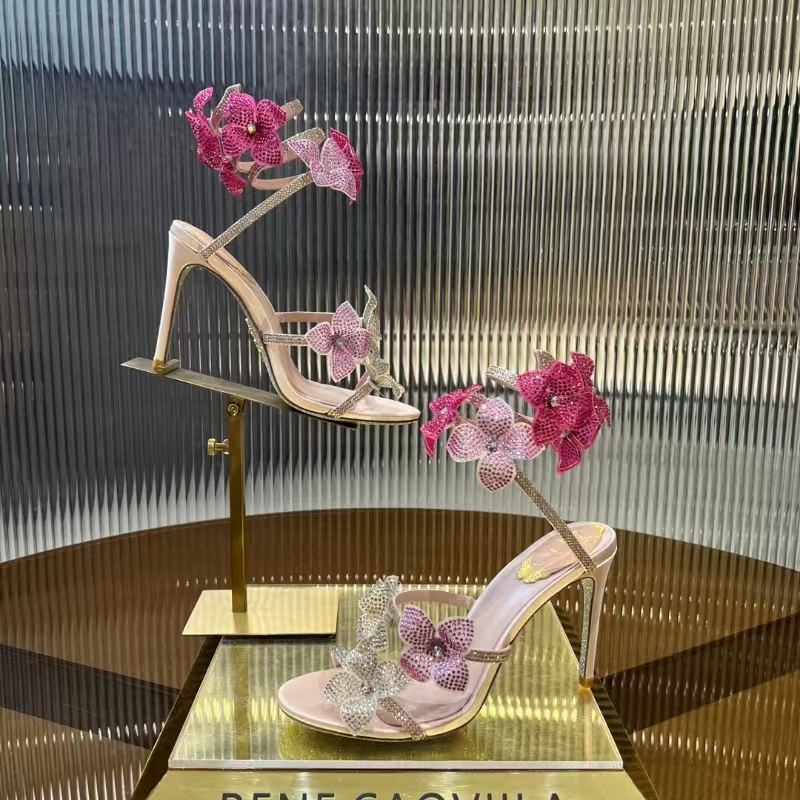 RENE  CAOVILLA 105 crystal-embellished satin sandals