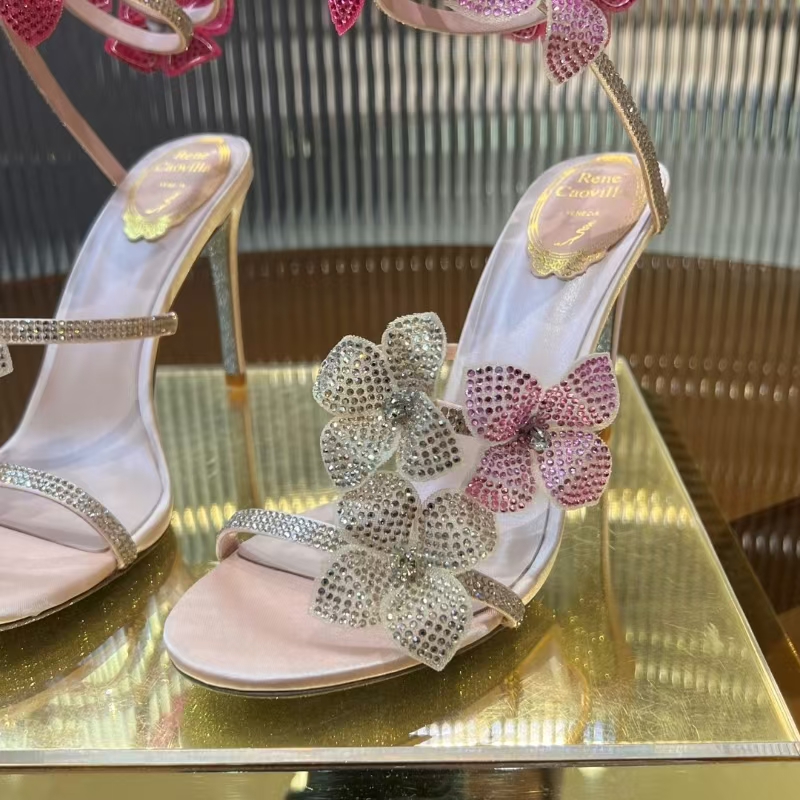 RENE  CAOVILLA 105 crystal-embellished satin sandals